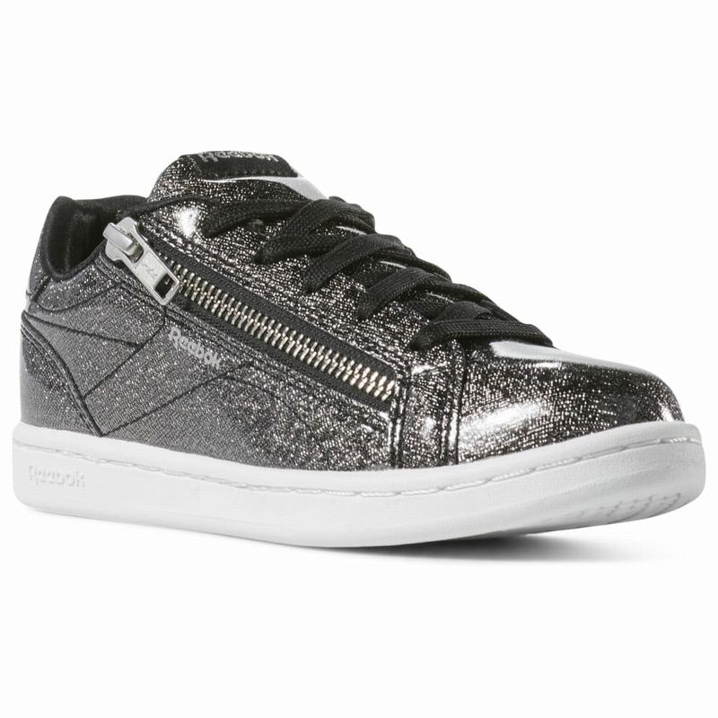 Tenisi Reebok Royal Complete Clean Zip Fete Negrii/Albi Romania WH7305TW